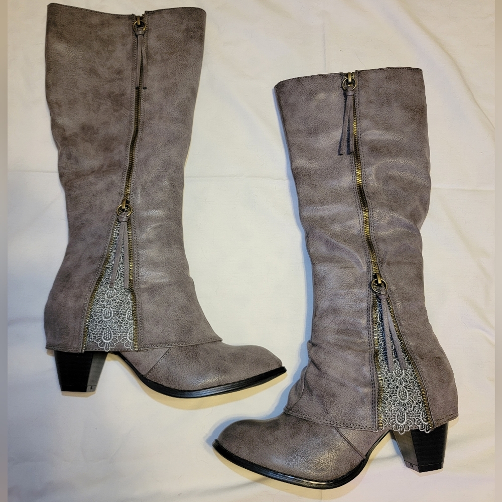 Grey boot with lace detail - Southern Sass Boot